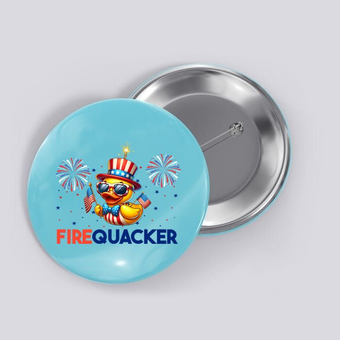 4th Of July Cute Duck Firequacker Patriotic Funny Button