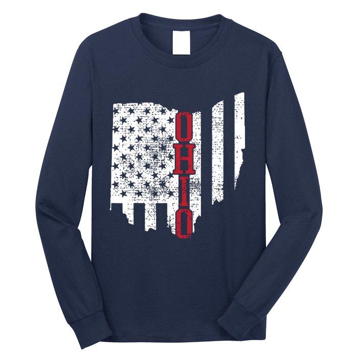 4th Of July Ohio Usa Us Flag States Vintage Long Sleeve Shirt