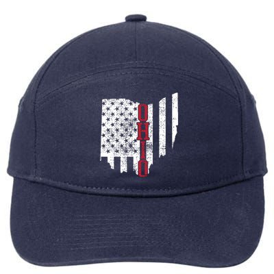 4th Of July Ohio Usa Us Flag States Vintage 7-Panel Snapback Hat