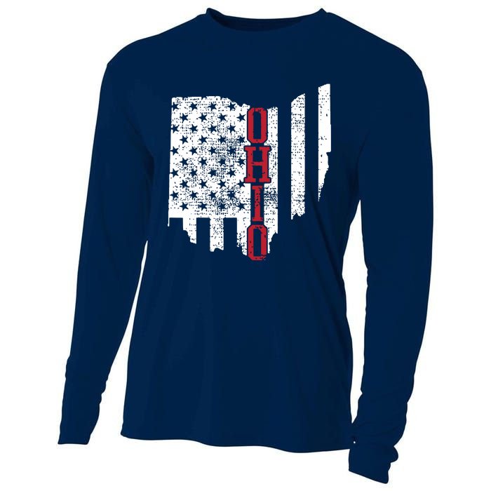 4th Of July Ohio Usa Us Flag States Vintage Cooling Performance Long Sleeve Crew