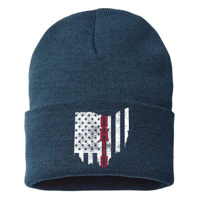 4th Of July Ohio Usa Us Flag States Vintage Sustainable Knit Beanie