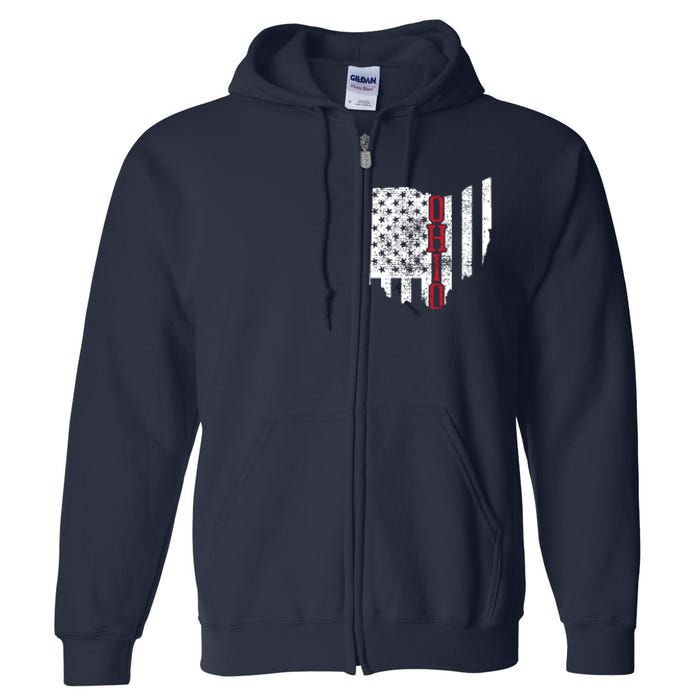 4th Of July Ohio Usa Us Flag States Vintage Full Zip Hoodie