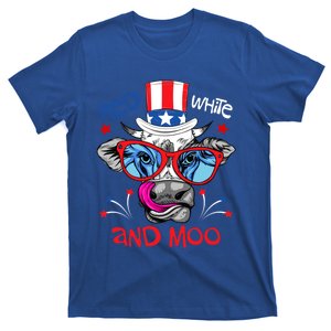 4th Of July Red White And Moo Patriotic Farm Cow Usa Flag Gift T-Shirt