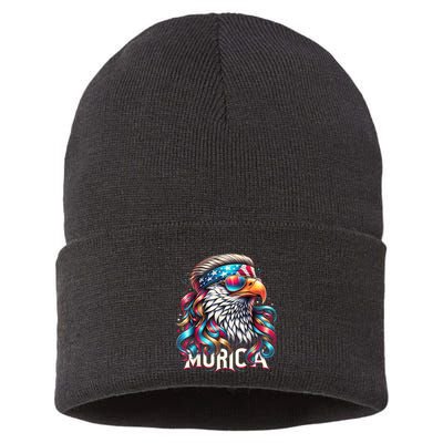 4th Of July Bald Eagle Mullet Murica Usa Usa Merica Sustainable Knit Beanie