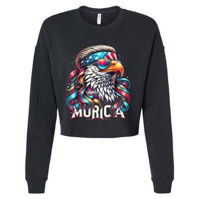 4th Of July Bald Eagle Mullet Murica Usa Usa Merica Cropped Pullover Crew