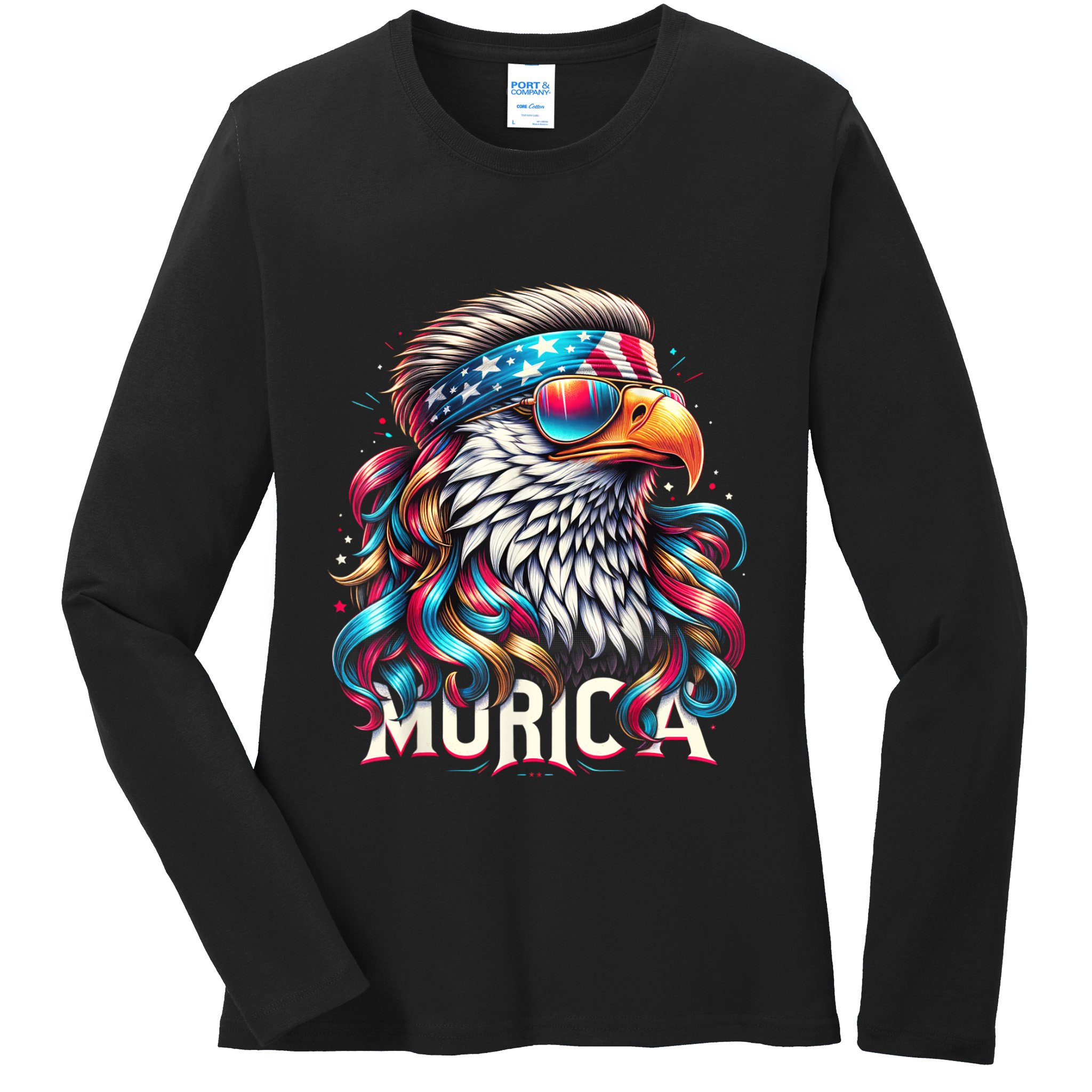 4th Of July Bald Eagle Mullet Murica Usa Usa Merica Ladies Long Sleeve Shirt