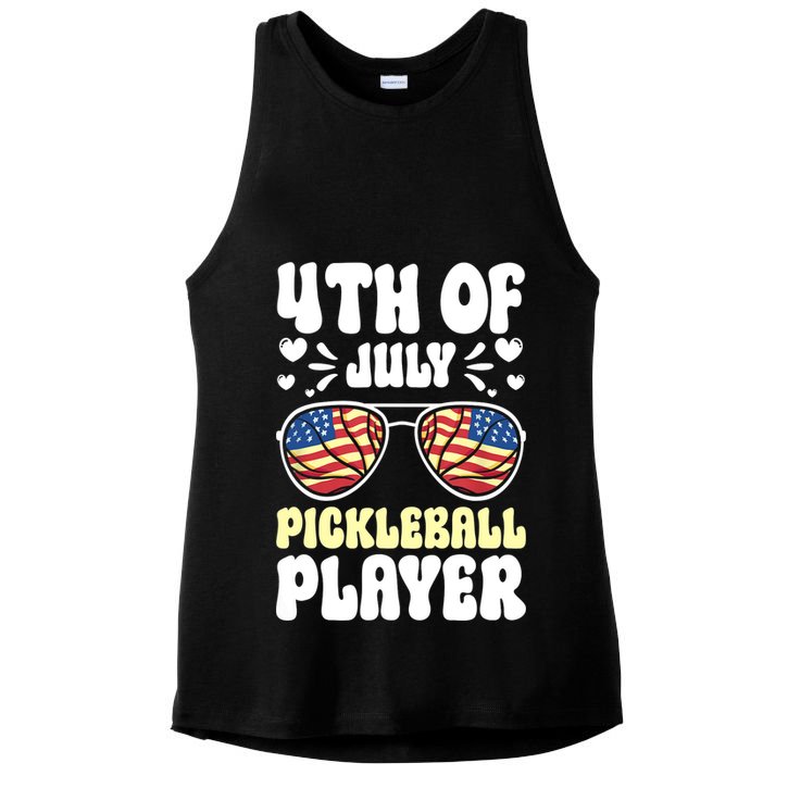 4th Of July Pickleball Player Ladies PosiCharge Tri-Blend Wicking Tank