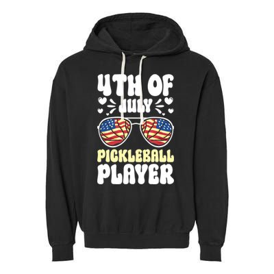 4th Of July Pickleball Player Garment-Dyed Fleece Hoodie