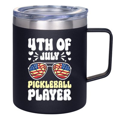 4th Of July Pickleball Player 12oz Stainless Steel Coffee Mug