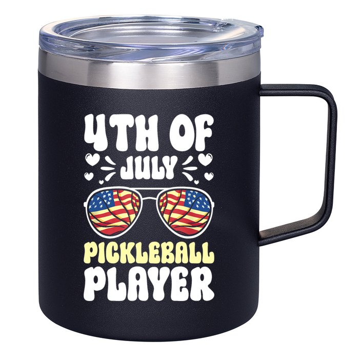 4th Of July Pickleball Player 12oz Stainless Steel Coffee Mug