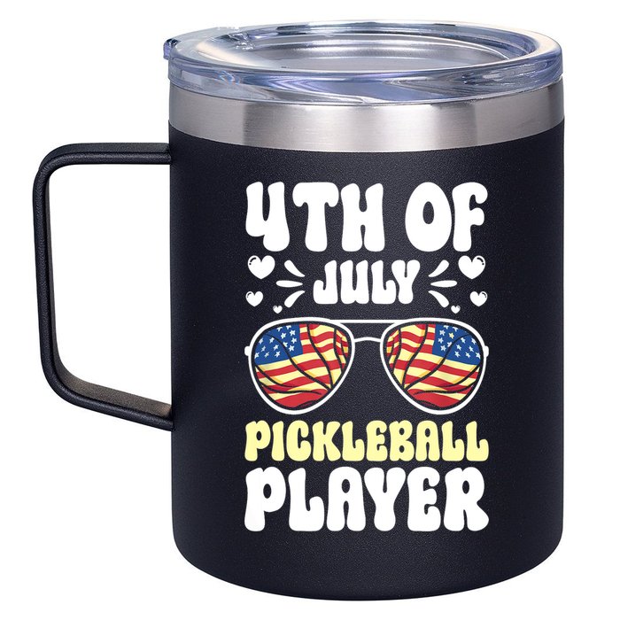 4th Of July Pickleball Player 12oz Stainless Steel Coffee Mug