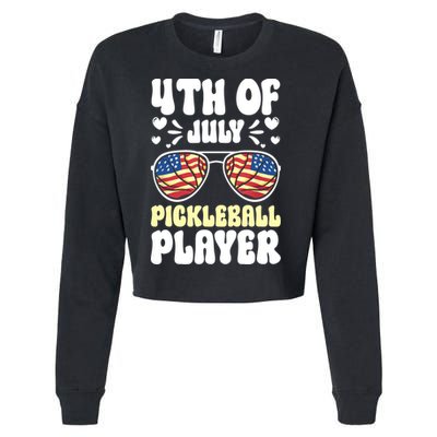 4th Of July Pickleball Player Cropped Pullover Crew