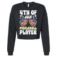 4th Of July Pickleball Player Cropped Pullover Crew