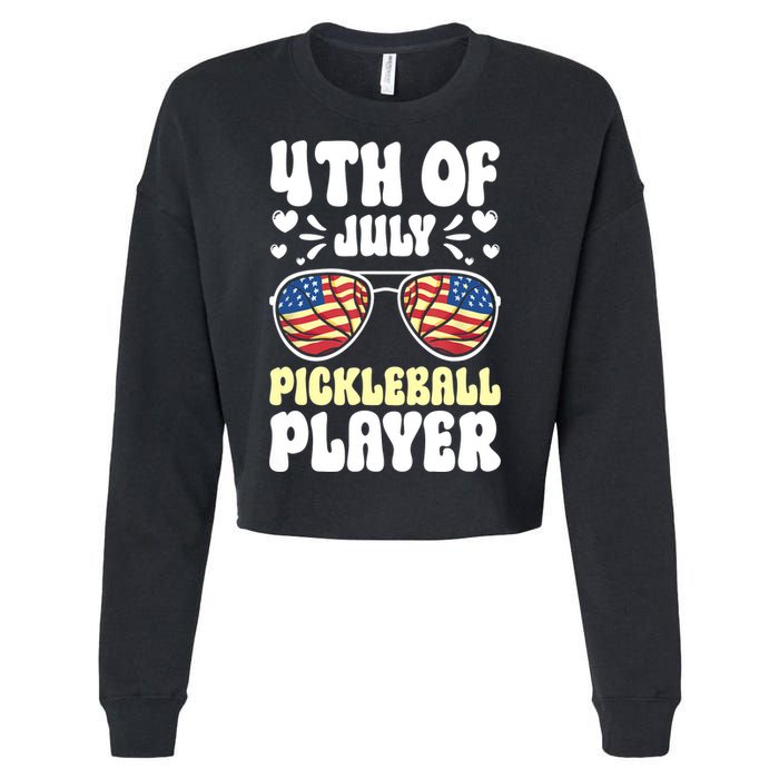 4th Of July Pickleball Player Cropped Pullover Crew