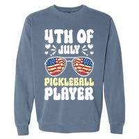 4th Of July Pickleball Player Garment-Dyed Sweatshirt