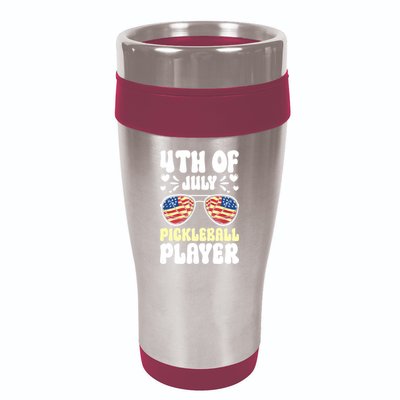 4th Of July Pickleball Player 16oz Travel Tumbler