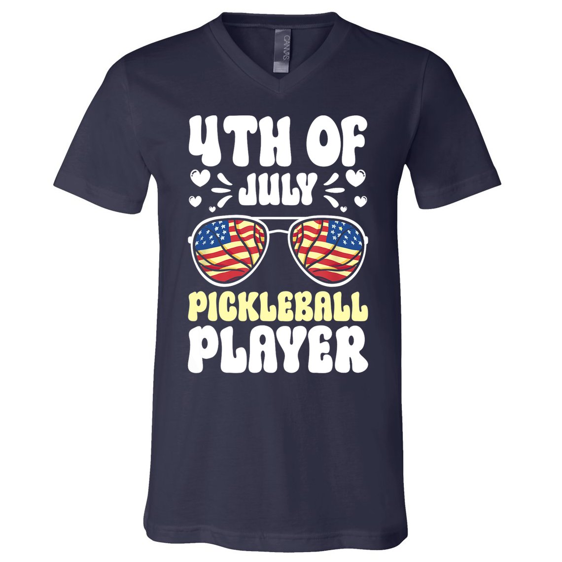 4th Of July Pickleball Player V-Neck T-Shirt