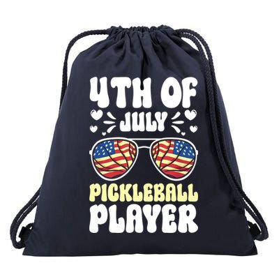 4th Of July Pickleball Player Drawstring Bag