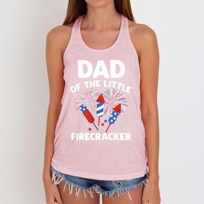 4th Of July Birthday Dad Of The Little Firecracker Funny Gift Women's Knotted Racerback Tank