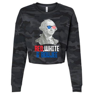 4th Of July Red White And Boujee Funny George Washington Meaningful Gift Cropped Pullover Crew