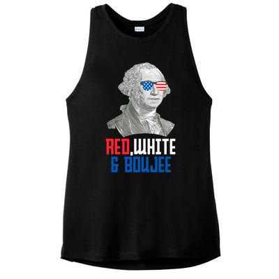 4th Of July Red White And Boujee Funny George Washington Meaningful Gift Ladies PosiCharge Tri-Blend Wicking Tank