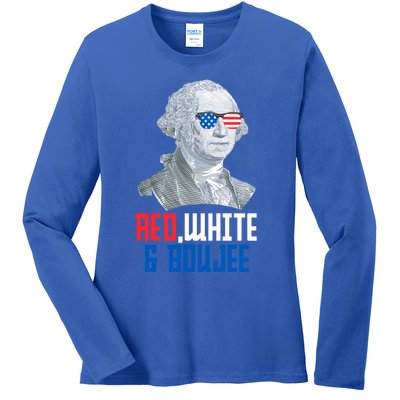 4th Of July Red White And Boujee Funny George Washington Meaningful Gift Ladies Long Sleeve Shirt