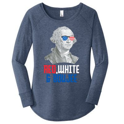 4th Of July Red White And Boujee Funny George Washington Meaningful Gift Women's Perfect Tri Tunic Long Sleeve Shirt