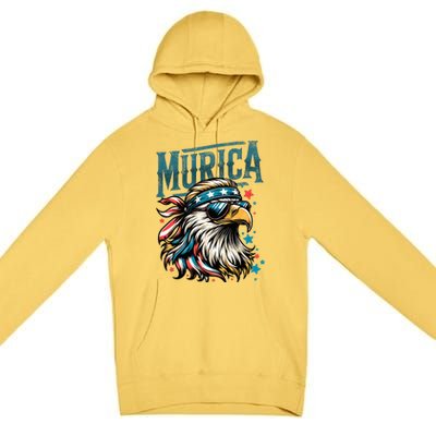 4th Of July Patriotic Funny Eagle July 4th Usa Murica Premium Pullover Hoodie