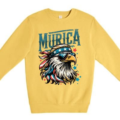 4th Of July Patriotic Funny Eagle July 4th Usa Murica Premium Crewneck Sweatshirt