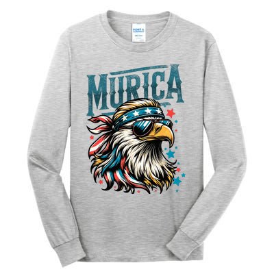 4th Of July Patriotic Funny Eagle July 4th Usa Murica Tall Long Sleeve T-Shirt