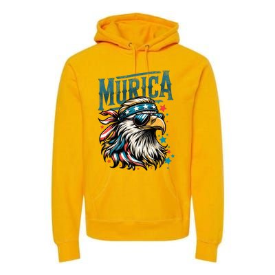 4th Of July Patriotic Funny Eagle July 4th Usa Murica Premium Hoodie