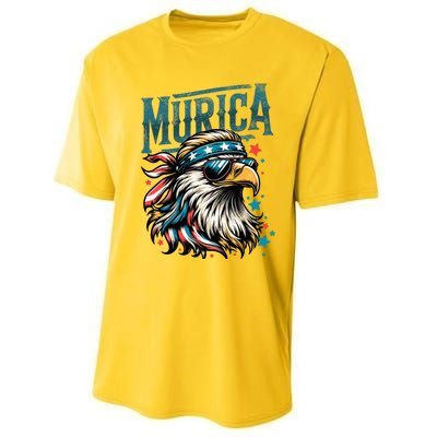 4th Of July Patriotic Funny Eagle July 4th Usa Murica Performance Sprint T-Shirt