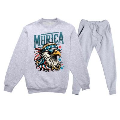 4th Of July Patriotic Funny Eagle July 4th Usa Murica Premium Crewneck Sweatsuit Set