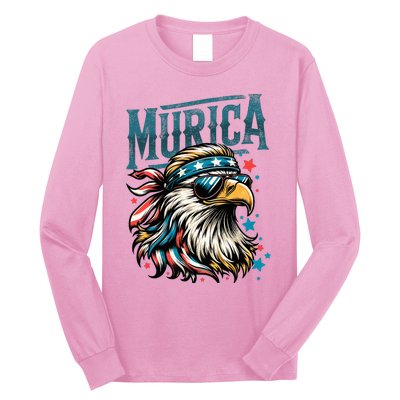 4th Of July Patriotic Funny Eagle July 4th Usa Murica Long Sleeve Shirt