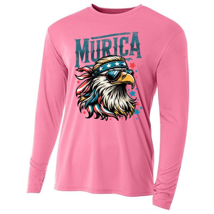 4th Of July Patriotic Funny Eagle July 4th Usa Murica Cooling Performance Long Sleeve Crew