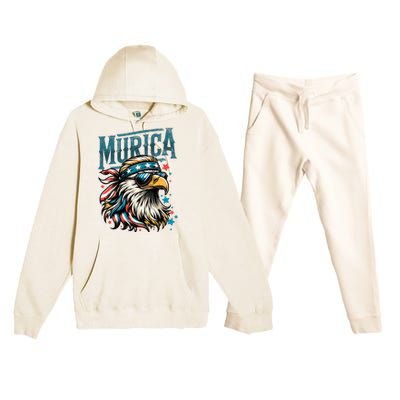 4th Of July Patriotic Funny Eagle July 4th Usa Murica Premium Hooded Sweatsuit Set