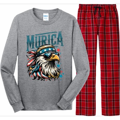 4th Of July Patriotic Funny Eagle July 4th Usa Murica Long Sleeve Pajama Set