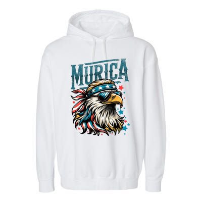 4th Of July Patriotic Funny Eagle July 4th Usa Murica Garment-Dyed Fleece Hoodie