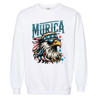 4th Of July Patriotic Funny Eagle July 4th Usa Murica Garment-Dyed Sweatshirt