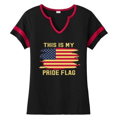 4th of July This Is My Pride Flag USA American Patriotic Ladies Halftime Notch Neck Tee