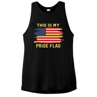 4th of July This Is My Pride Flag USA American Patriotic Ladies PosiCharge Tri-Blend Wicking Tank