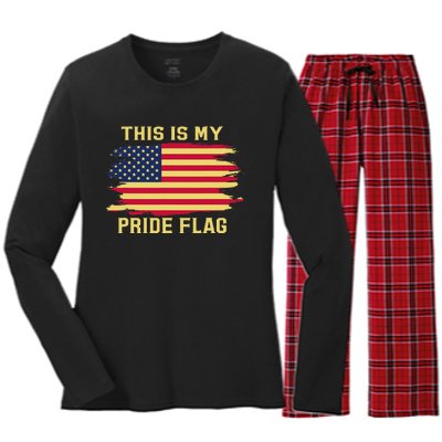 4th of July This Is My Pride Flag USA American Patriotic Women's Long Sleeve Flannel Pajama Set 