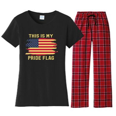 4th of July This Is My Pride Flag USA American Patriotic Women's Flannel Pajama Set