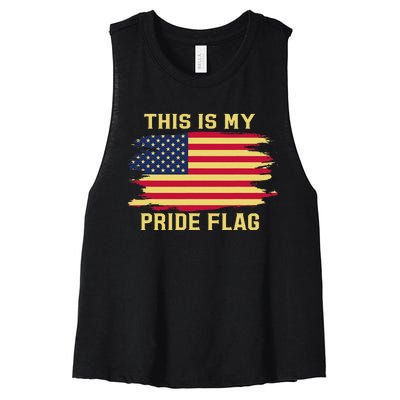 4th of July This Is My Pride Flag USA American Patriotic Women's Racerback Cropped Tank