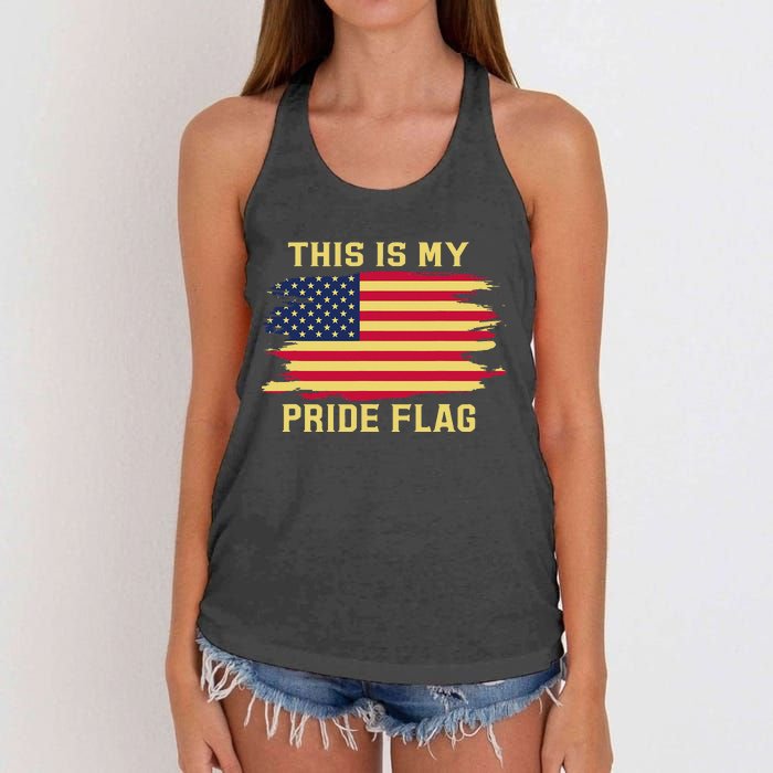 4th of July This Is My Pride Flag USA American Patriotic Women's Knotted Racerback Tank