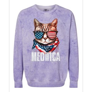 4th Of July Meowica American Flag Cat Colorblast Crewneck Sweatshirt