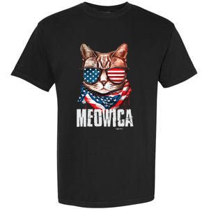 4th Of July Meowica American Flag Cat Garment-Dyed Heavyweight T-Shirt