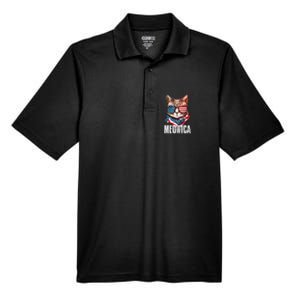 4th Of July Meowica American Flag Cat Men's Origin Performance Pique Polo