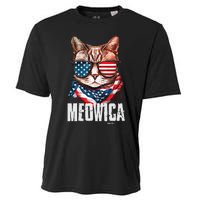 4th Of July Meowica American Flag Cat Cooling Performance Crew T-Shirt