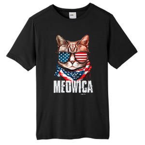 4th Of July Meowica American Flag Cat Tall Fusion ChromaSoft Performance T-Shirt